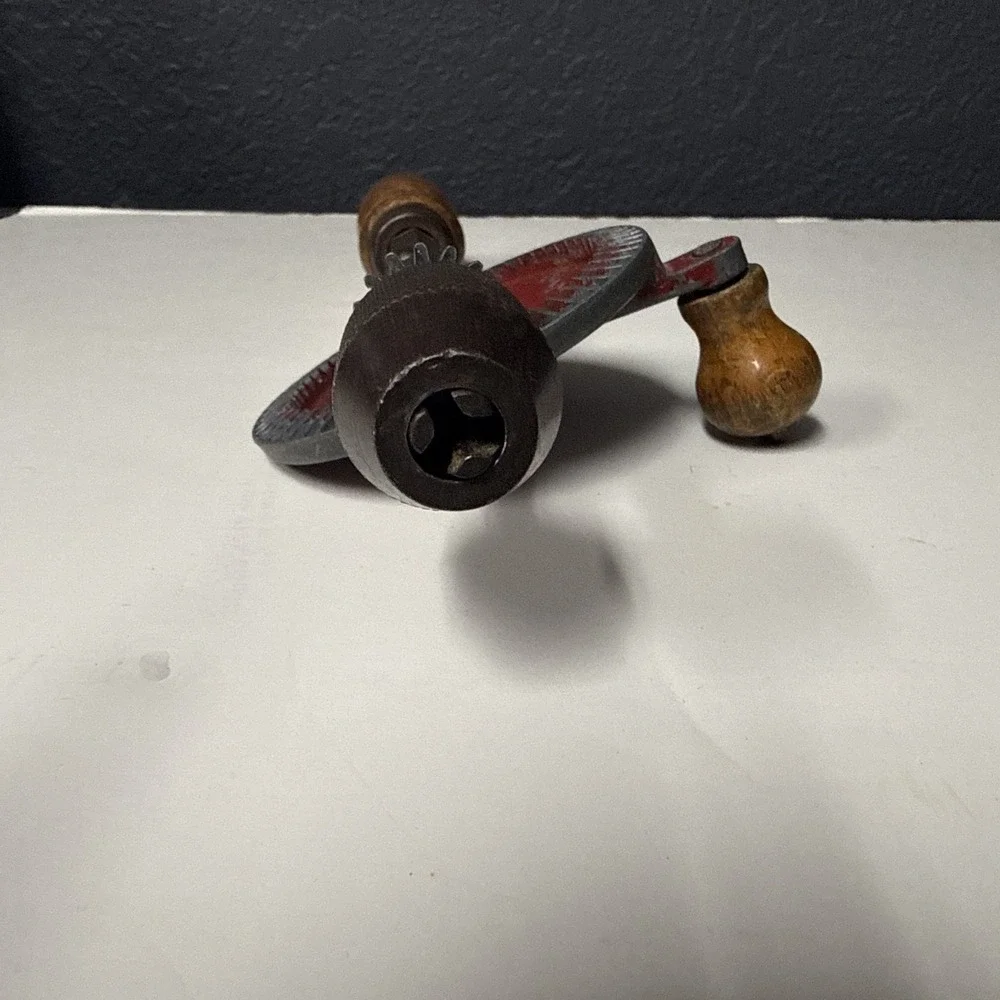 Vintage Egg Beater Hand Drill Red Gear Made in USA Wood‎ Working Manual Tool